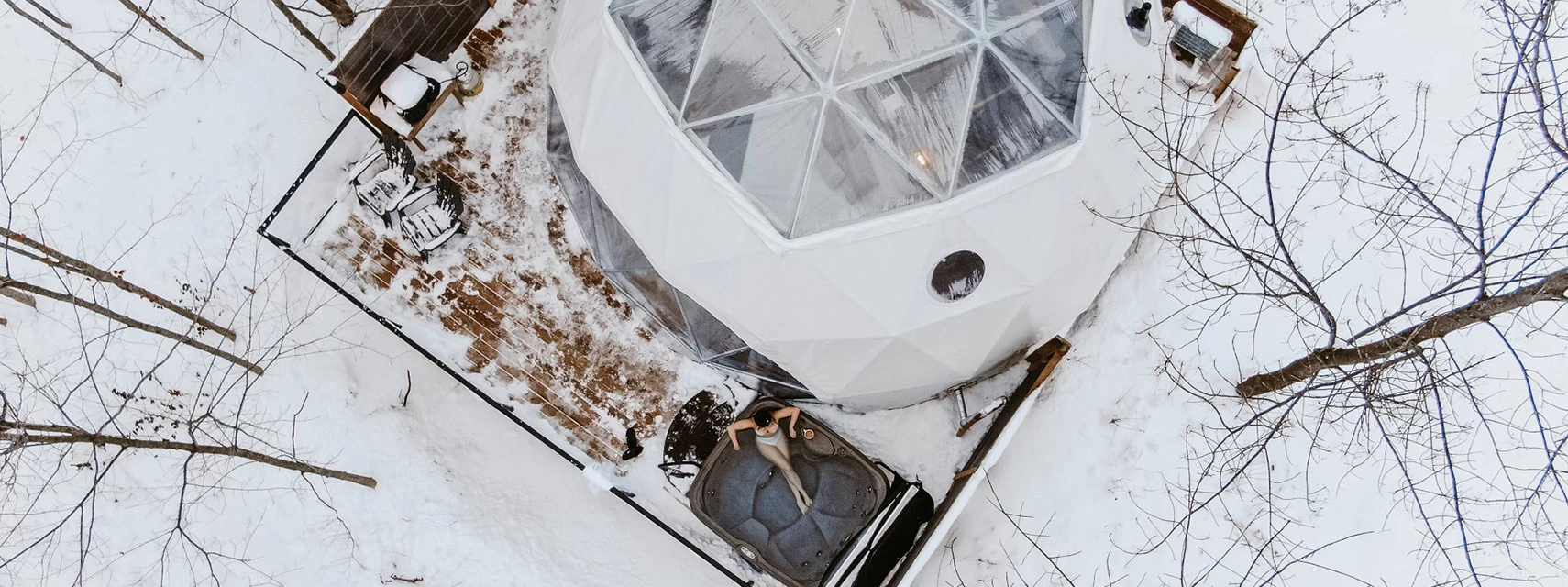 Aerial View of Dome in Winter