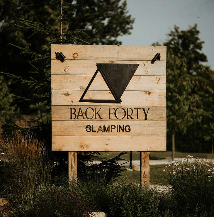 Back Forty Glamping Sign